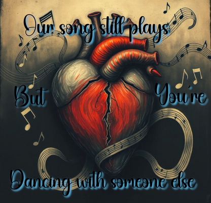 "Our Song Still Plays, But You're Dancing with Someone Else" Heartfelt Music Unisex Heavy Cotton Tee - Celebrate Love and Memories
