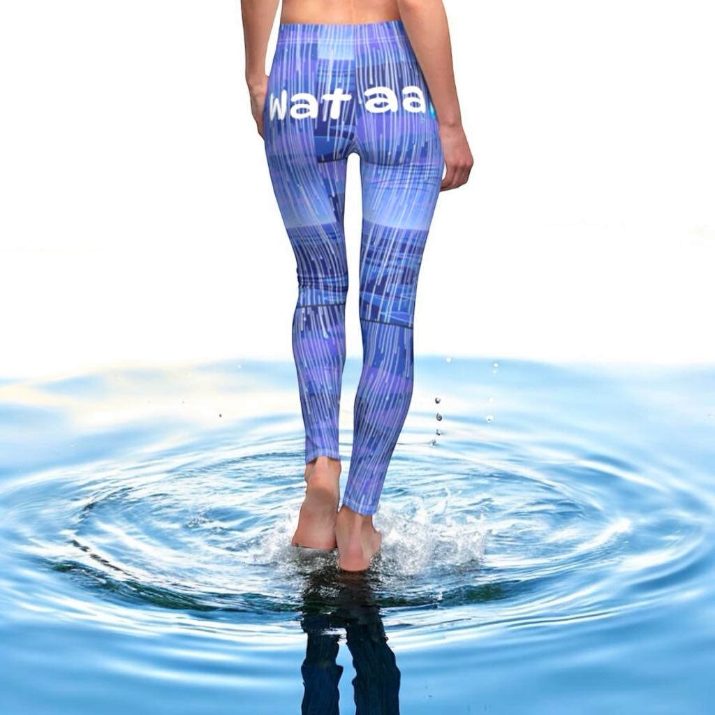 "Wataa" Blue Stylish Women's Leggings with Colorful Abstract Design, Perfect for Yoga, Casual Wear, and Everyday Comfort